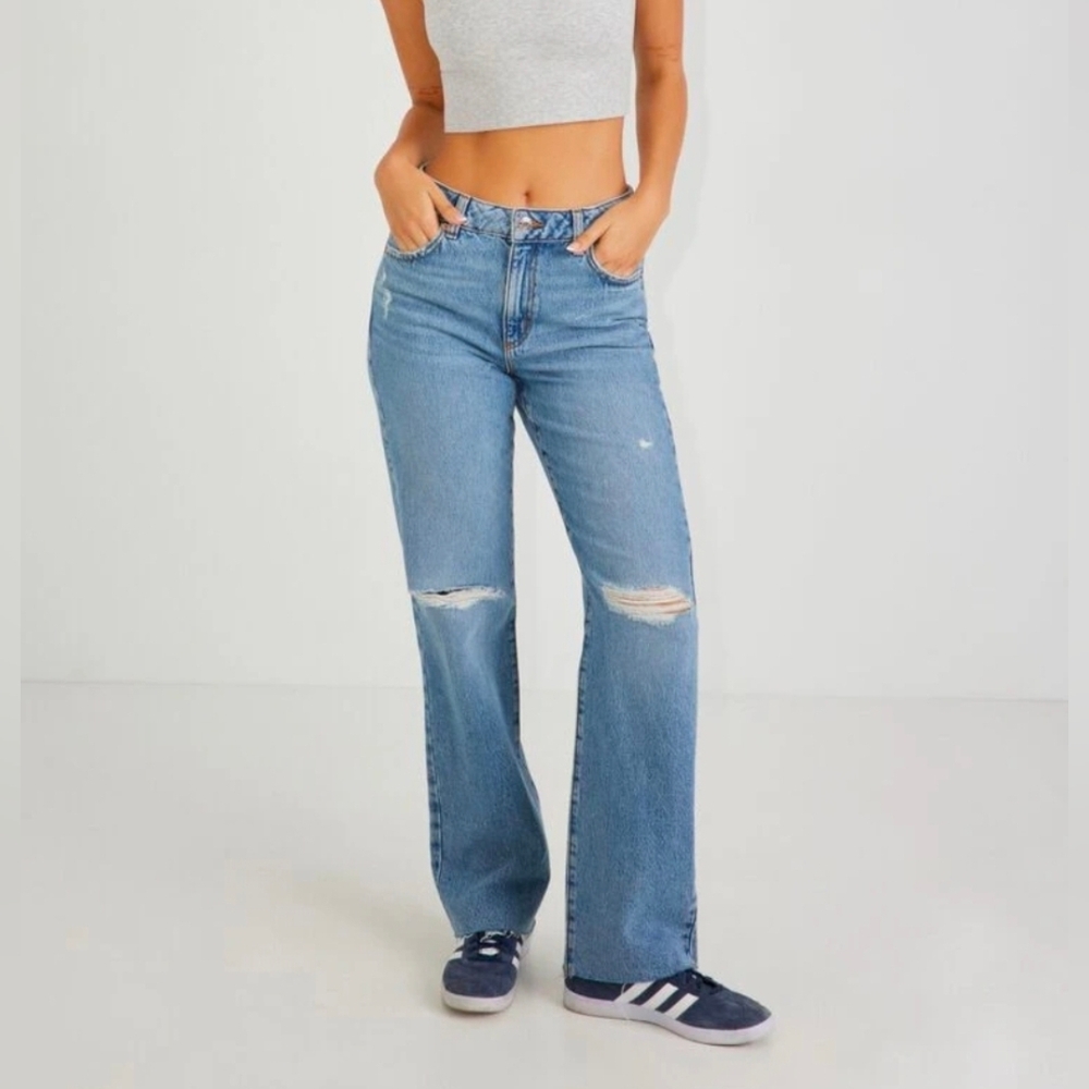 Garage Denim '90s Straight Jean Size 1 (25) Womens EUC Distressed Mid Rise